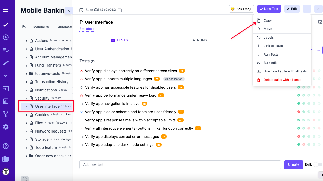 Testomat.io - &#x27;Copy&#x27; button