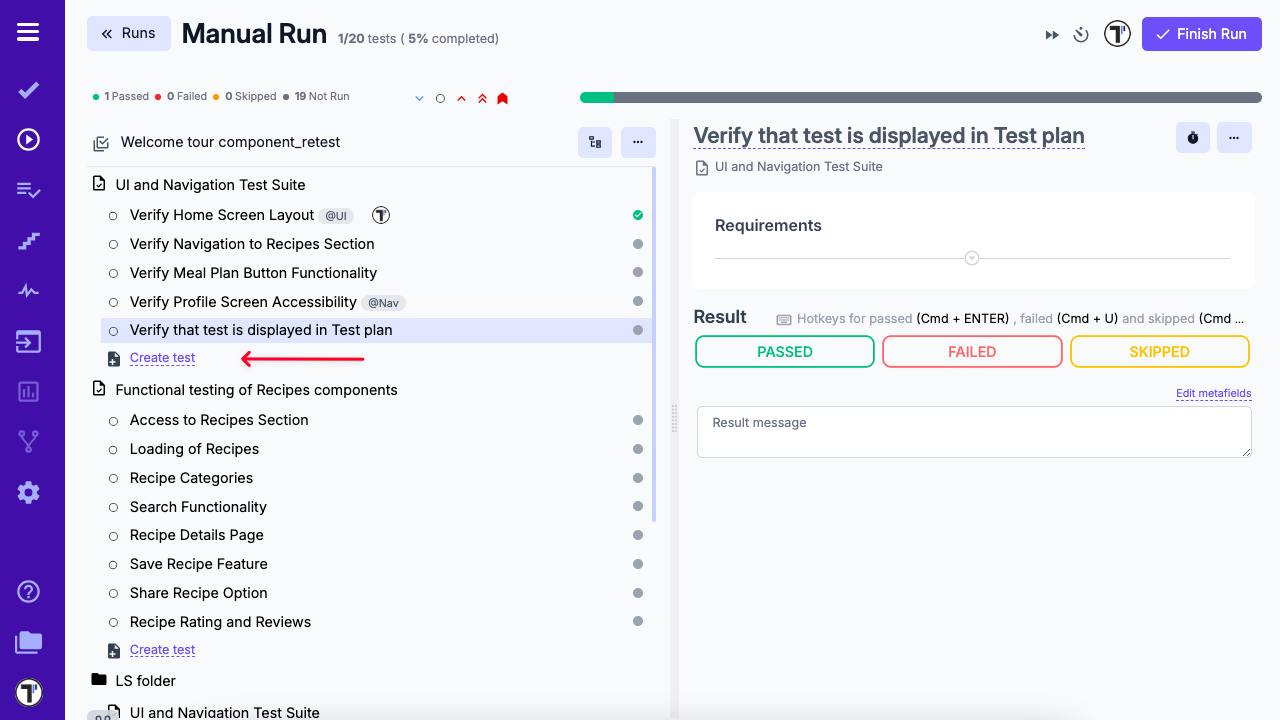 Create test case