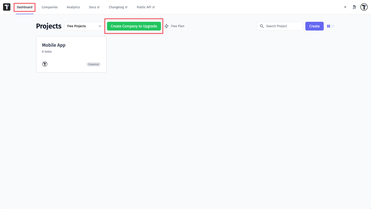 Testomatio - Create company