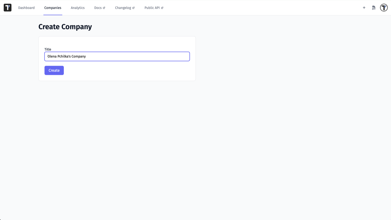 Testomatio - Create company