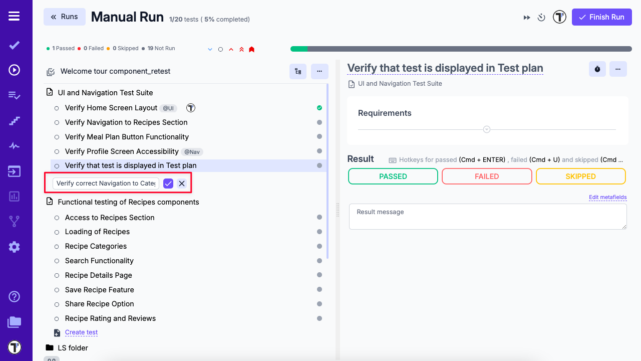Create test case